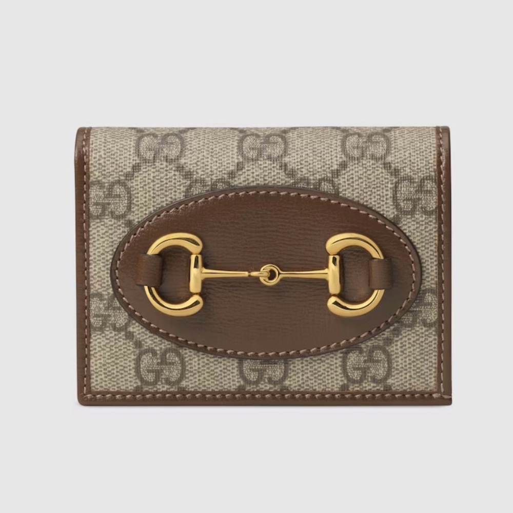 Gucci Horsebit 1955 Card Case Wallet in Supreme/Brown